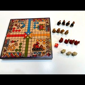 Vintage handmade parcheesi board game